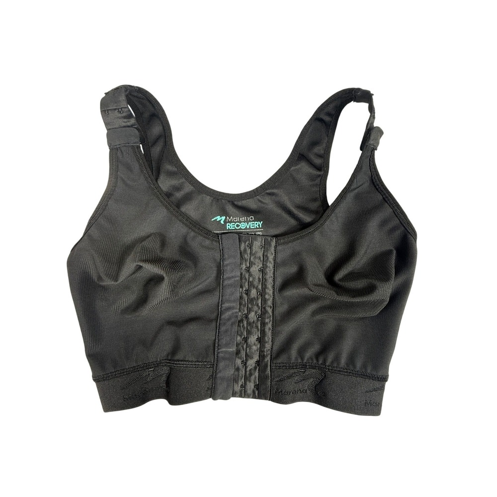 Marena Recovery Bra Womens 32 D/E Black High Compression Front Closure Post-Op
